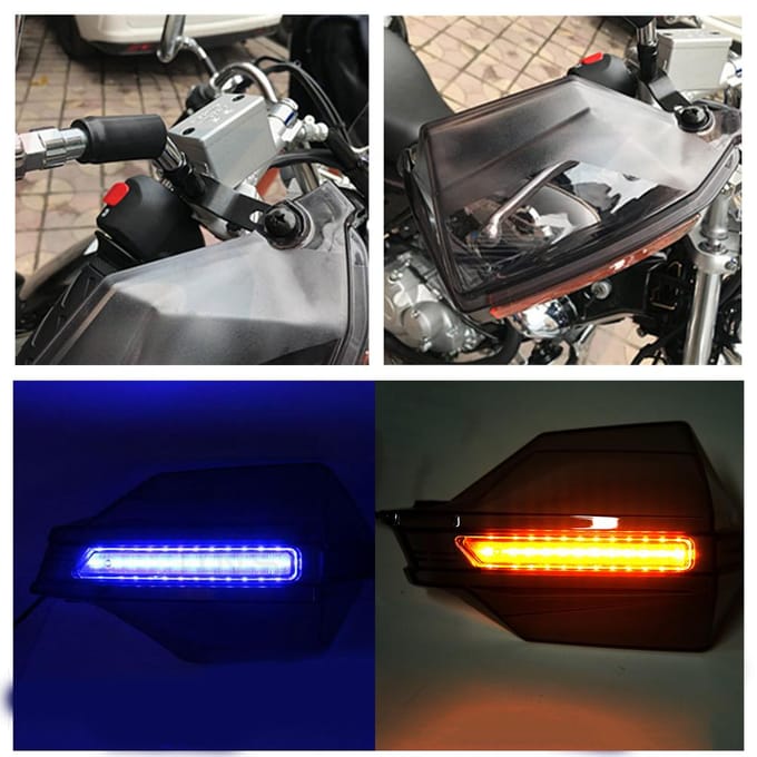 Universele Motorfiets Winddichte Handbeschermer Schild LED Winddeflector Blauw Geel Licht gray