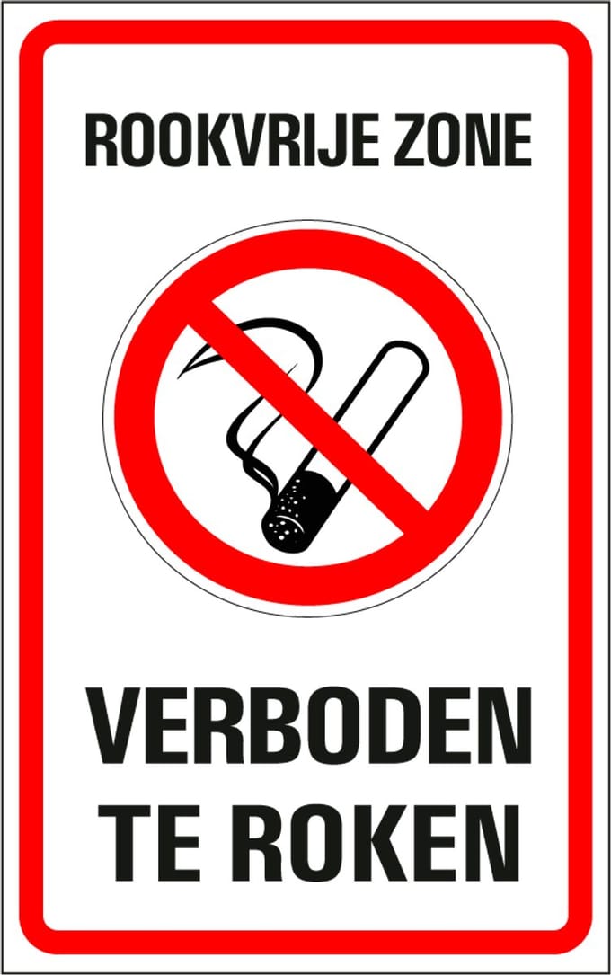 Rookvrije zone sticker 320 x 200 mm