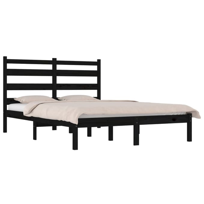 vidaXL - Bedframe - massief - grenenhout - zwart - 200x200 - cm