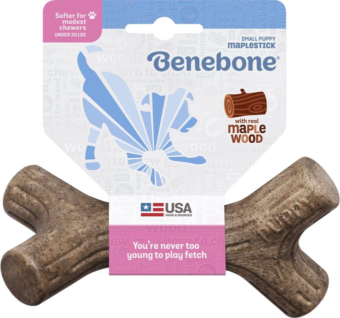 Benebone MAPLESTICK Puppy - Hondenknook - Esdoornhout - Small - Afmetingen: 14 × 13 × 8 cm