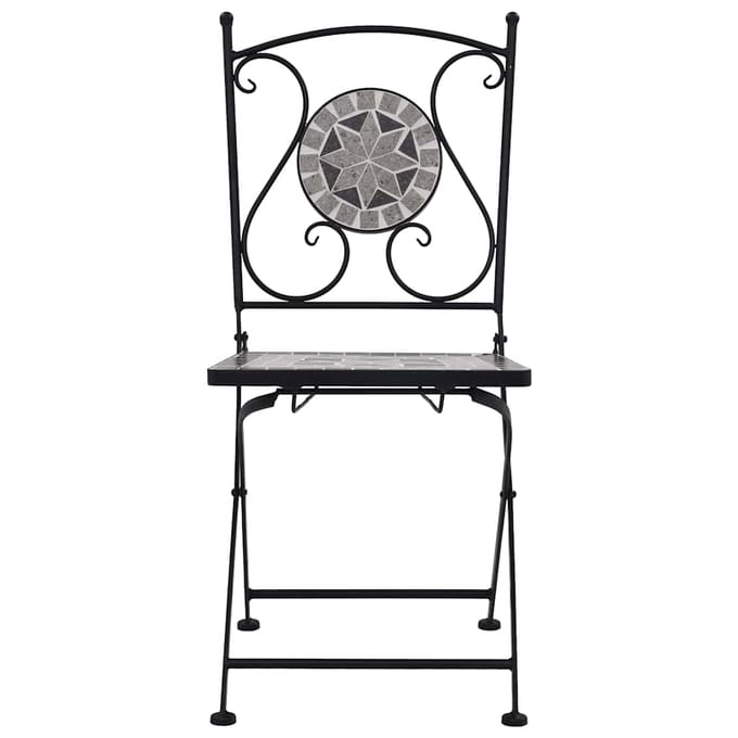 vidaXL - Mozaïek - klapstoelen, - 2 - stuks, - grijs