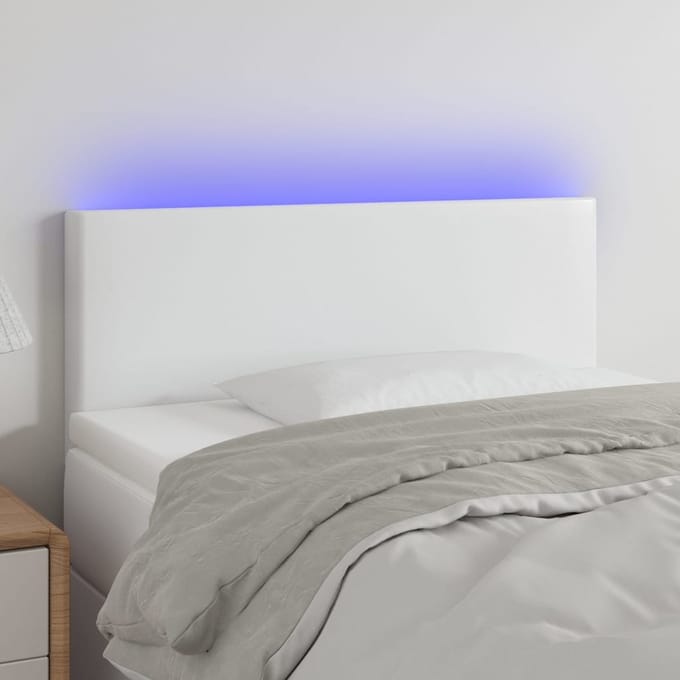 vidaXL - Hoofdbord - LED - 90x5x78/88 - cm - kunstleer - wit