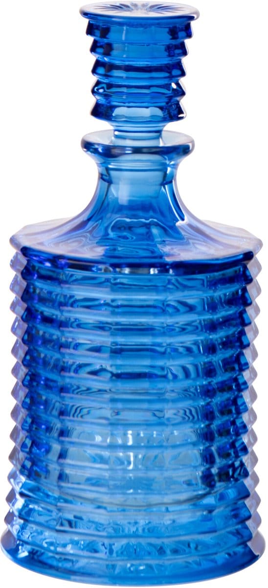 J-Line karaf Geribbeld - glas - blauw