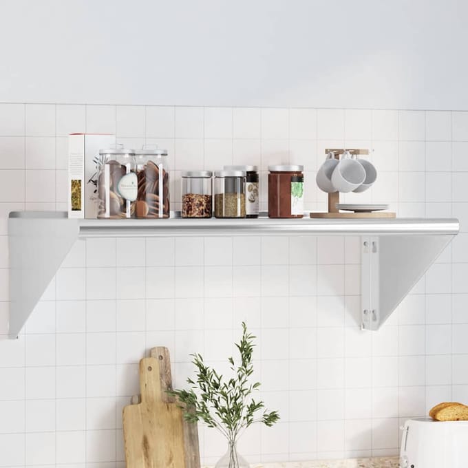 vidaXL - Wandschap - 100x45x31 - cm - roestvrijstaal - zilverkleurig