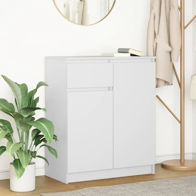 vidaXL - Dressoir - met - lade - 71x35x84 - cm - spaanplaat - wit