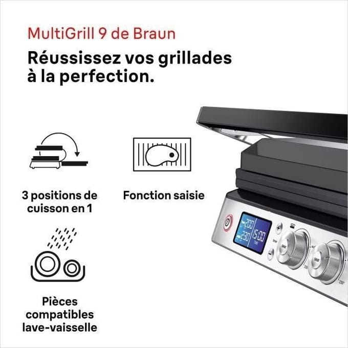 Braun CG 9040 MultiGrill 9 - Contactgrill Zwart/RVS