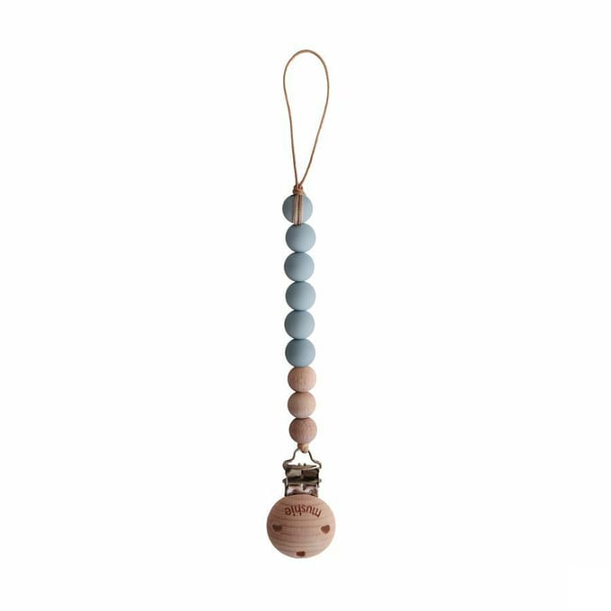 Mushie Speenkoord EVA - Cloud / Hout (look) - 100% siliconen kralen