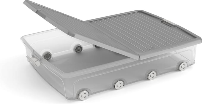 W Box Underbed XL - 55L - 79x58x16,5cm - Transparant/Grijs