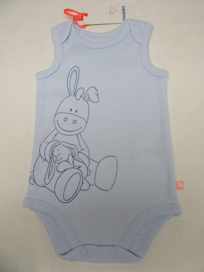 noukie's , 2 pack , boy zonder mouw, jongen , blauw , paco , 9 maand  74