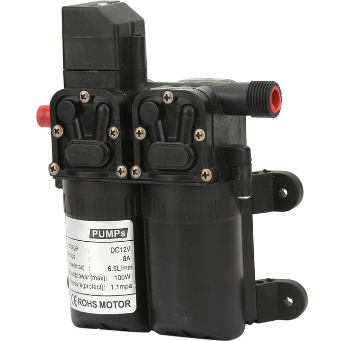 Dubbelzuigende elektrische zelfaanzuigende membraanwaterpomp 12V 100W(zwart)