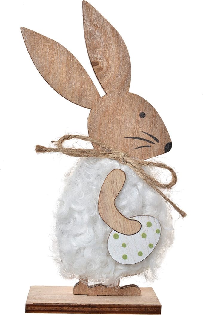 Clayre & Eef Decoratie Beeld Konijn 15 cm Bruin Roze Hout