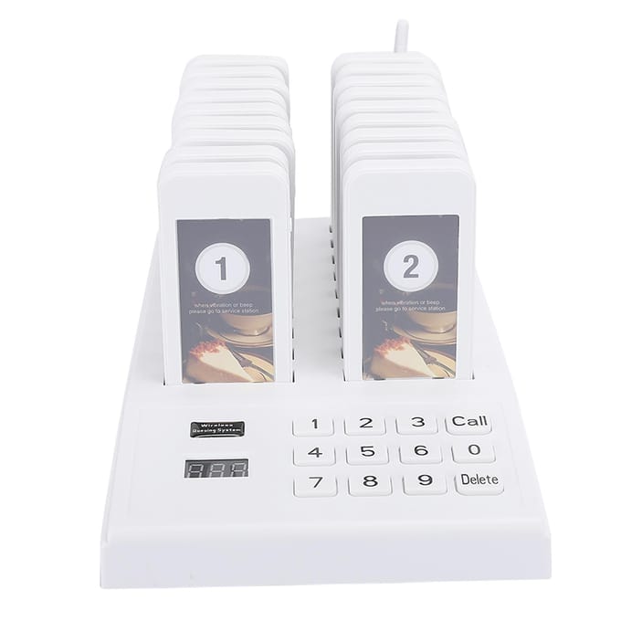 Bip de repas Pager Queue Système d'appel sans fil Récepteur pour restaurant SU‑666B Prise UE 100‑240V EU Plug white