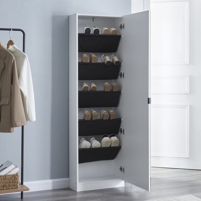 Schoenenkast Meura 160x48x20 cm wit