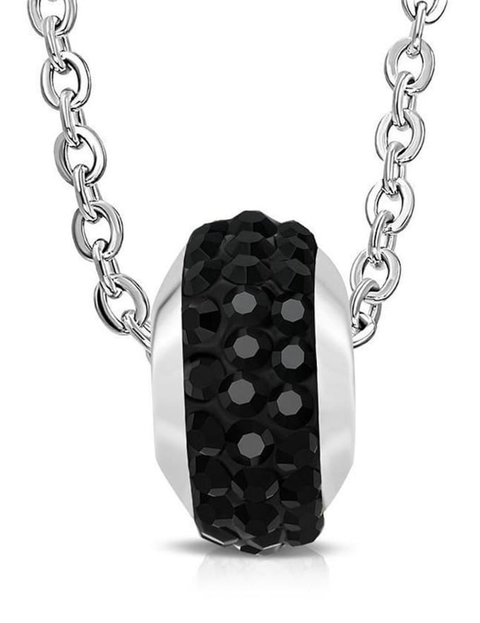 Montebello Ketting Maya Black - 316L Staal - Shamballa - 10x6mm - 45cm