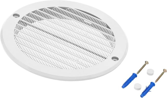 Ventilatierooster - Afsluitrooster insectenwering - Luchtstroom reguleren - Ingebouwd insectengaas - 150 mm diameter - Wit