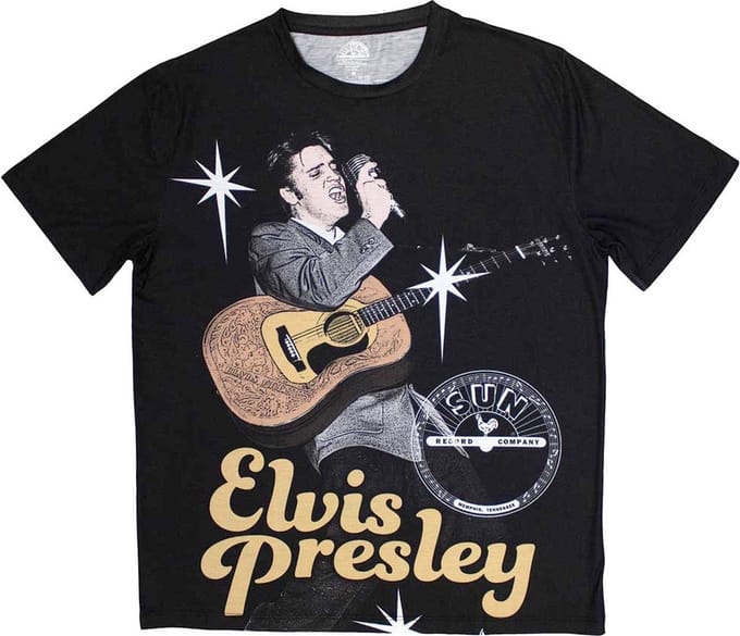 Elvis Presley - Elvis Mic Heren T-shirt - M - Zwart