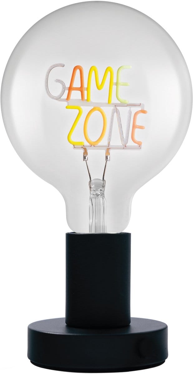 OSRAM 1906 Letter LED tafellamp Game Zone belettering, neon, 1,2W, E27, zwart, koel wit, textielkabel