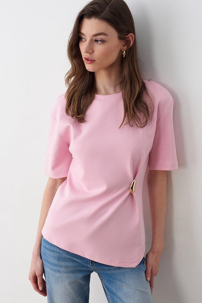 Dames T-shirt met ronde hals en korte mouwen