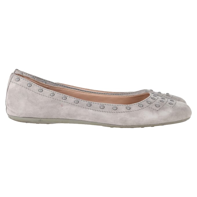 Tod's Gelaagde Ballerina's in Grijs Suede