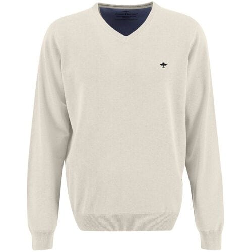 Fynch-Hatton Trui V-Neck Fine Knit Cotton Off White / male