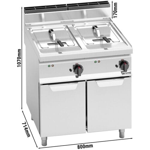 GGM Gastro Elektro Doppelfritteuse - 10+10 Liter - 18 kW Zilver