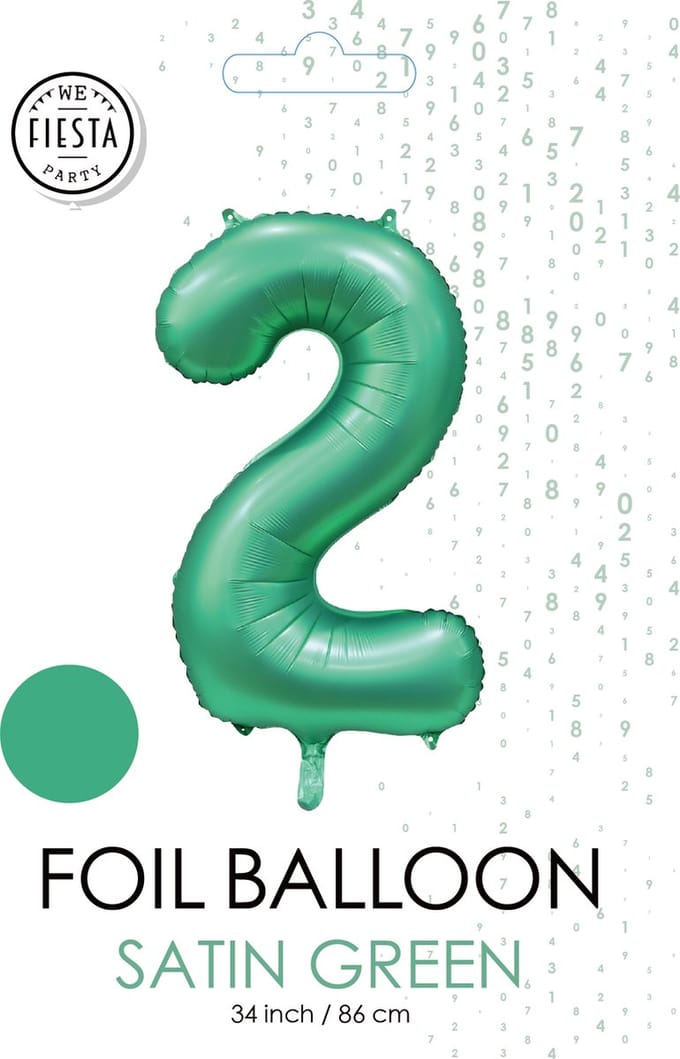 folieballon cijfer 2 mat groen metallic