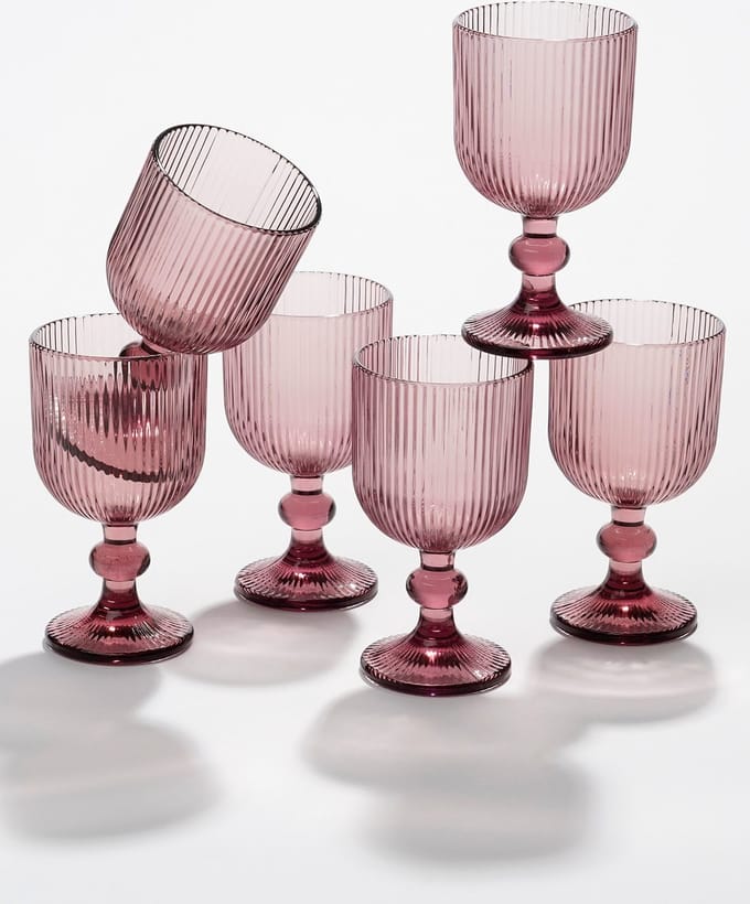 Mica Decorations Merlot Wijnglas set van 6 - 250 ml - Glas - Paars