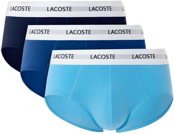 Lacoste Heren Slips Casual Briefs 3-Pack Blauw/Lichtblauw/Navy Blauw - Maat S
