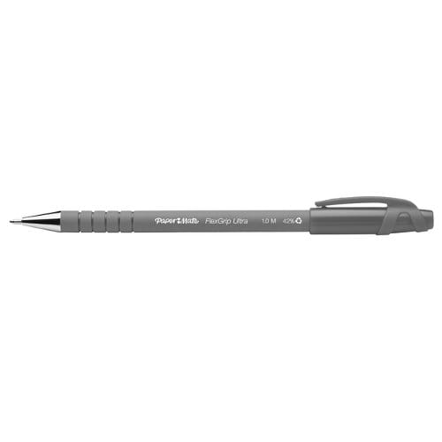 Paper Mate Flexgrip Ultra-balpennen met dop | Medium punt (1,0 mm) | Zwart | 12 stuks