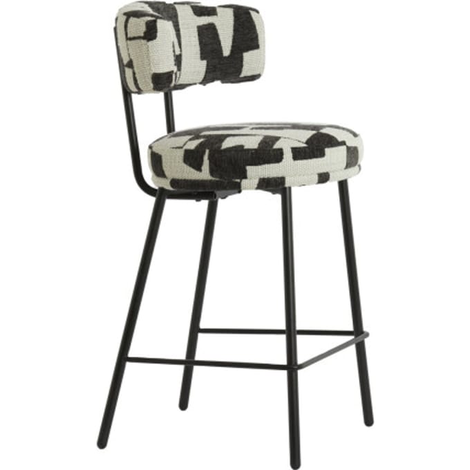 Light & Living - Barkruk HARVIE - 51x52.5x93 cm - Zwart/ Wit