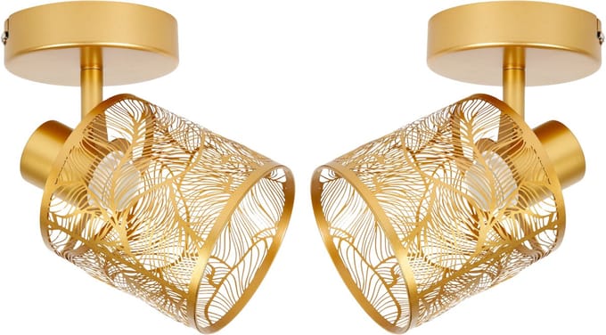Ostaria Plafond lamp Calathea - 2x - goud - metaal - bewerkt - E27 - interieur decoratie - binnen