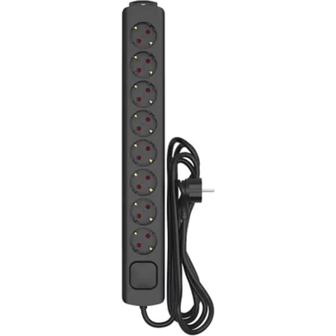 Sencys Stekkerdoos 8-voudig Zwart 3 Meter