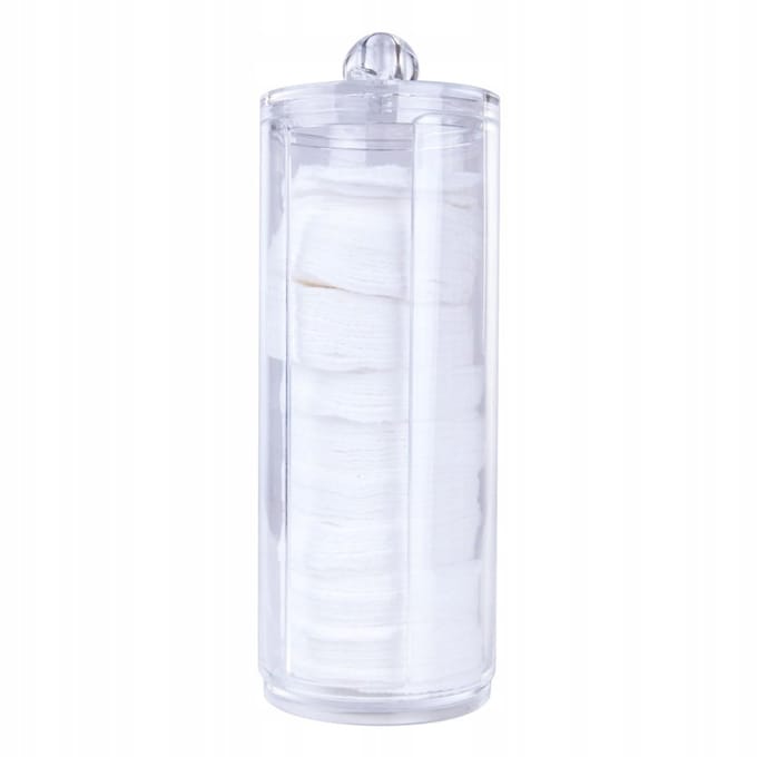 Ronde Katoenpads Organizer met Deksel - Transparant