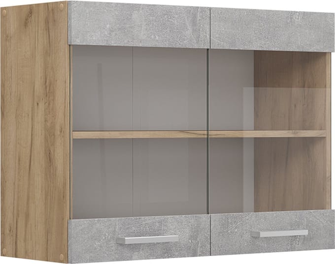 Vicco R-Line Glazen keukenkast – 80 cm Beton