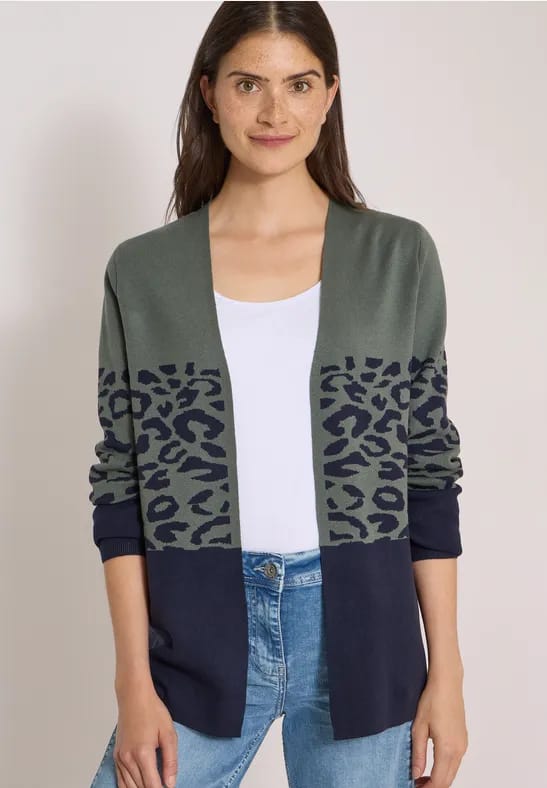 Open vest met jacquardpatroon