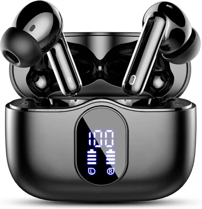 SBG Draadloze Oordopjes - Noise Cancelling - Headset - Bluetooth 5.4 - Earbuds oplaadcase - LED Display - Met Microfoon - Extra dopjes - Zwart
