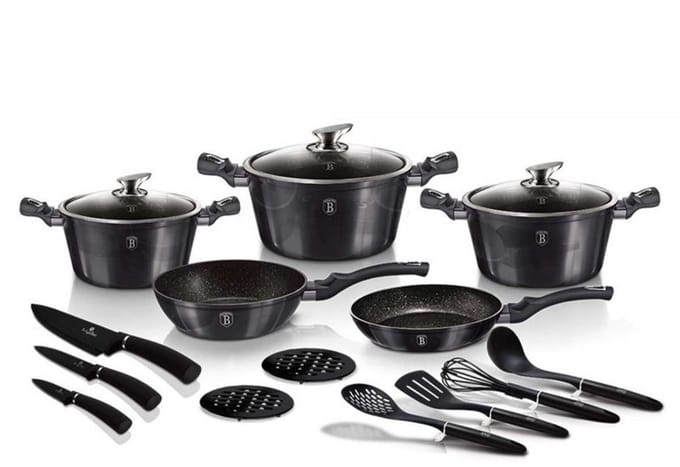 Berlinger Haus Carbon Pro - Pannenset - Granieten Coating - Soft-Touch Handgreep - Turbo Induction Systeem