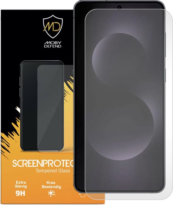 MobyDefend Screenprotector - Geschikt voor Samsung Galaxy S25 Edge - Case-Friendly Screensaver - Gehard Glas