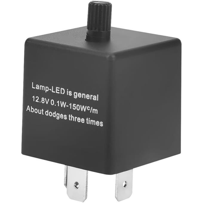 Instelbaar knipperrelais CF13, geschikt voor het snel knipperen van LED-lampen.