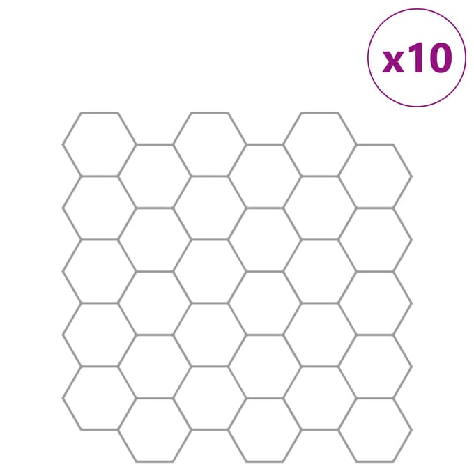vidaXL - Hexagon - Tegel - 10 - st - Wit - Grijs - 30 - x - 30 - cm - Polyurethaan - en - PET