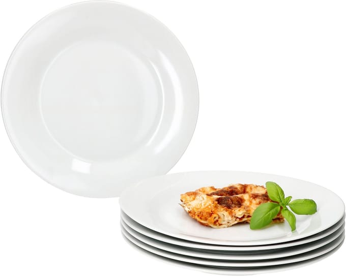 MamboCat Set van 6 TOMMY dinerborden 24cm wit porselein