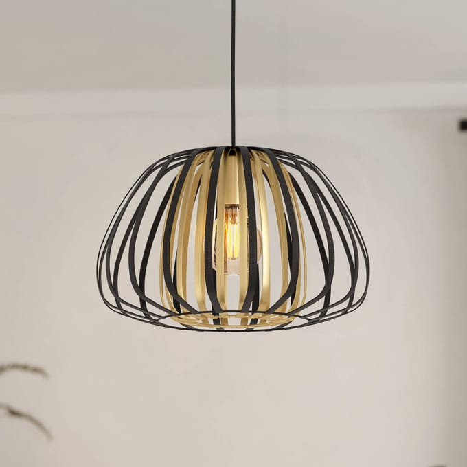 EGLO Encinitos Hanglamp - E27 - Ø 37,5 cm - Zwart|Goud