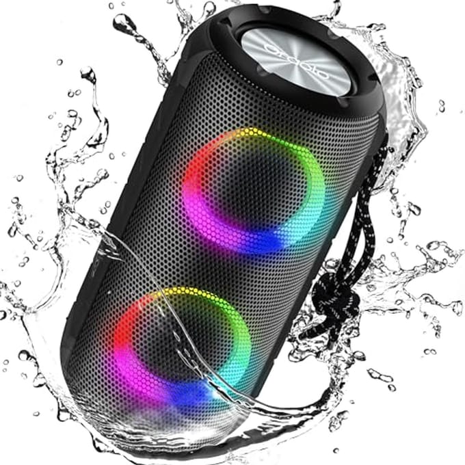 Draagbare Bluetooth Luidspreker met 24W Geluid en LED-Lichten - Ideaal voor Kamperen en Buitenactiviteiten