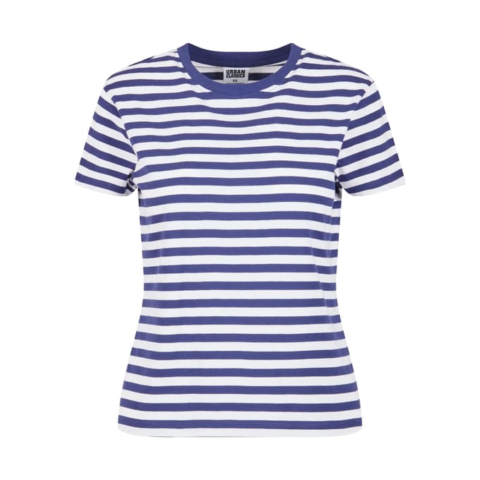 Urban Classics - Regular Striped Dames T-shirt - XL - Wit/Blauw