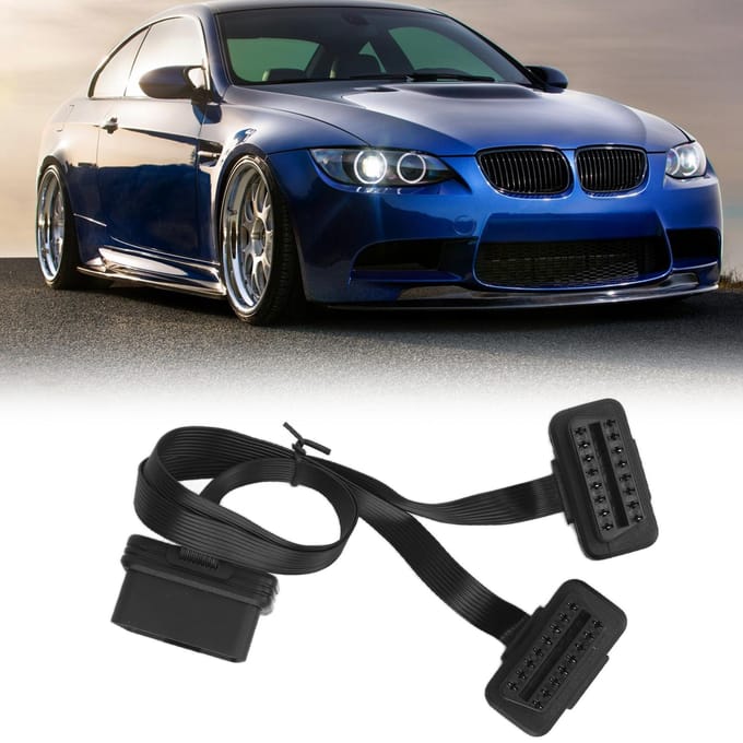 16-pins OBD2 Platte Verlengkabel 1 naar 2 Vrouwelijke Splitter Universeel Auto Auto Diagnostisch Hulpmiddel black