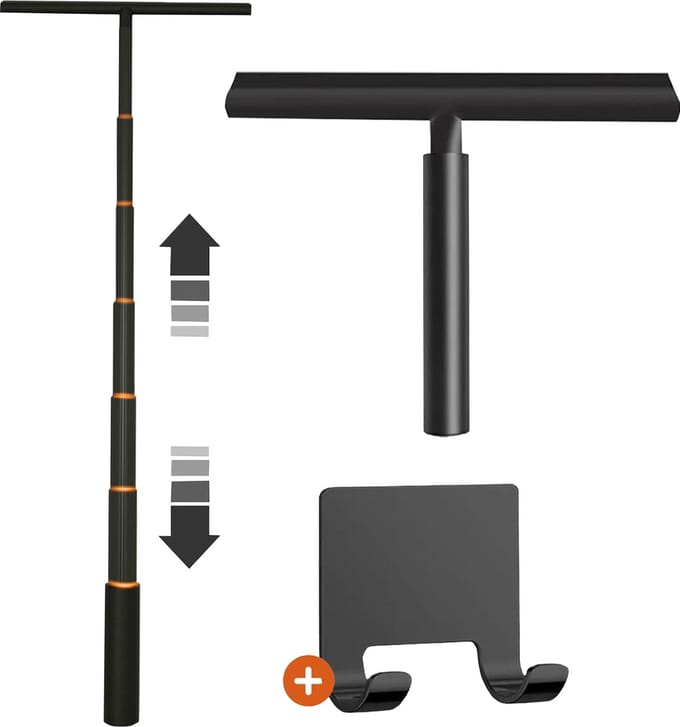 Ragnal Uitschuifbare Douche- & Raamwisser Zwart 26–103 cm - Stevig Nieuw Model 2026