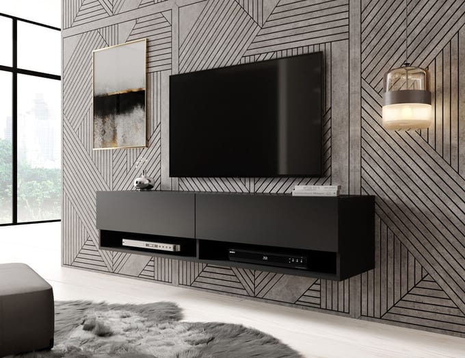 Meubella - TV-Meubel Asino - Mat Zwart - 140 cm