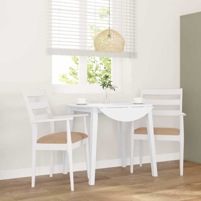 vidaXL - Eetkamerstoelen - met - kussens - 2 - stuks - wit - massief - hout - rubber
