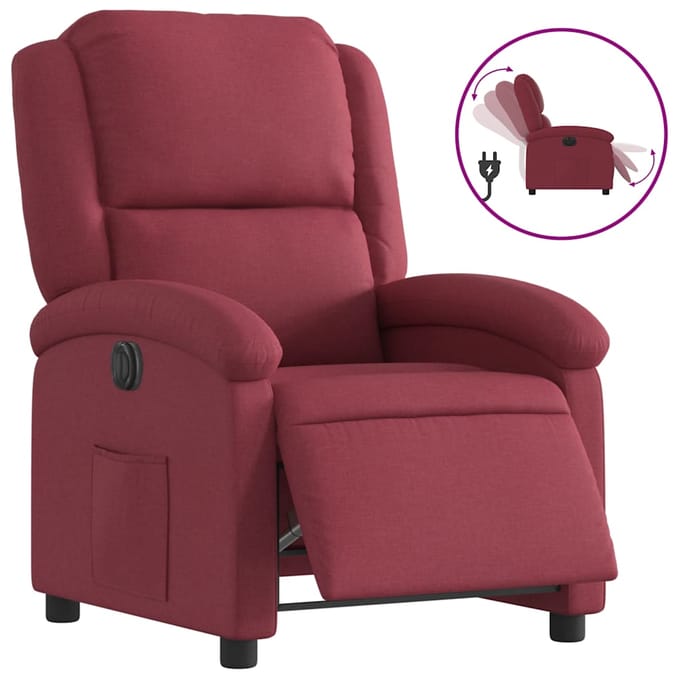 vidaXL - Fauteuil - verstelbaar - elektrisch - stof - wijnrood