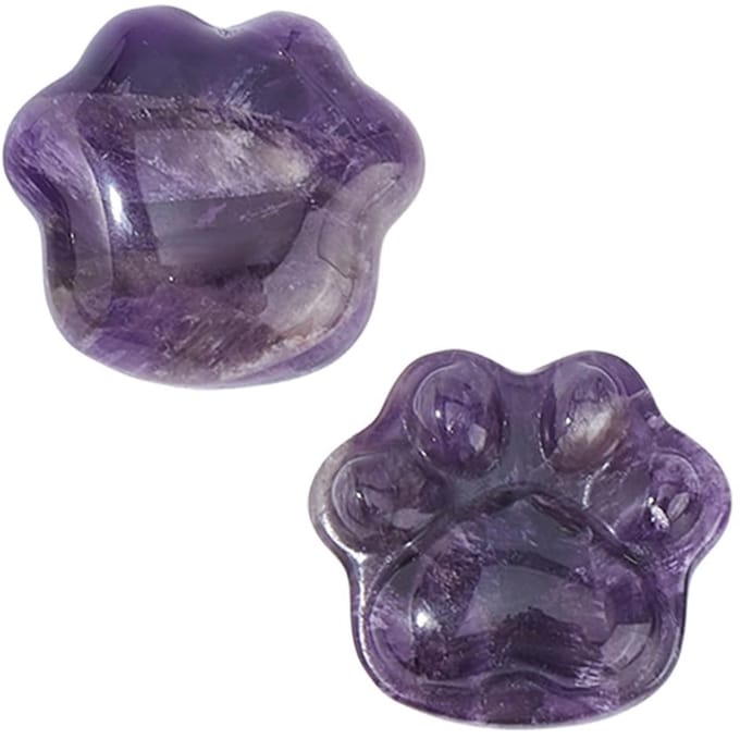Dailygoods - Set van 2 Amethist Kristallen Kattenpootafdruk Figuren